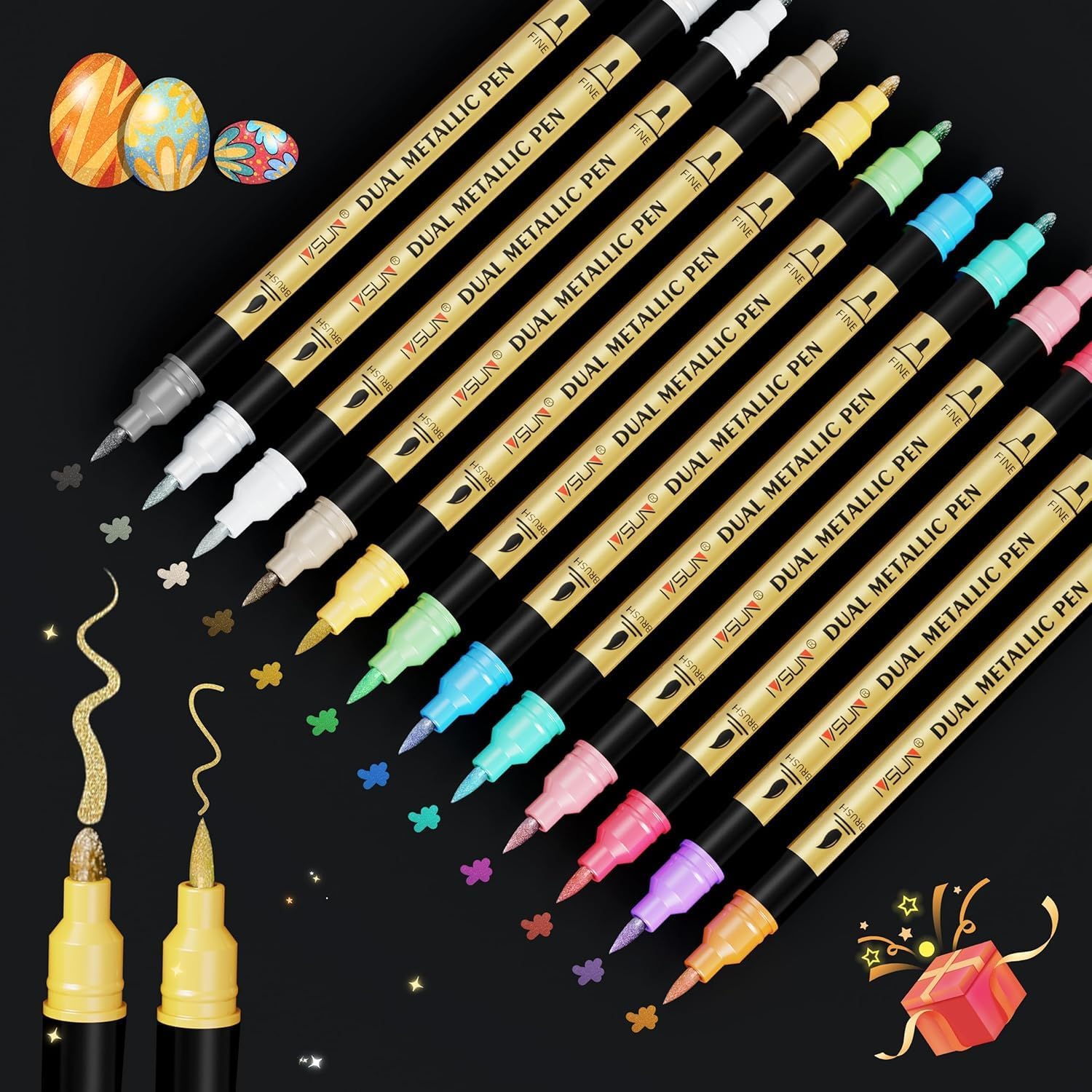 Stylo Métal 12 Couleurs Double Pointes pour Bricolage