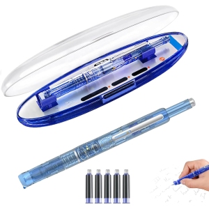 Stylo Plume Rétractable 0,38 mm - Encre Bleu et Noir