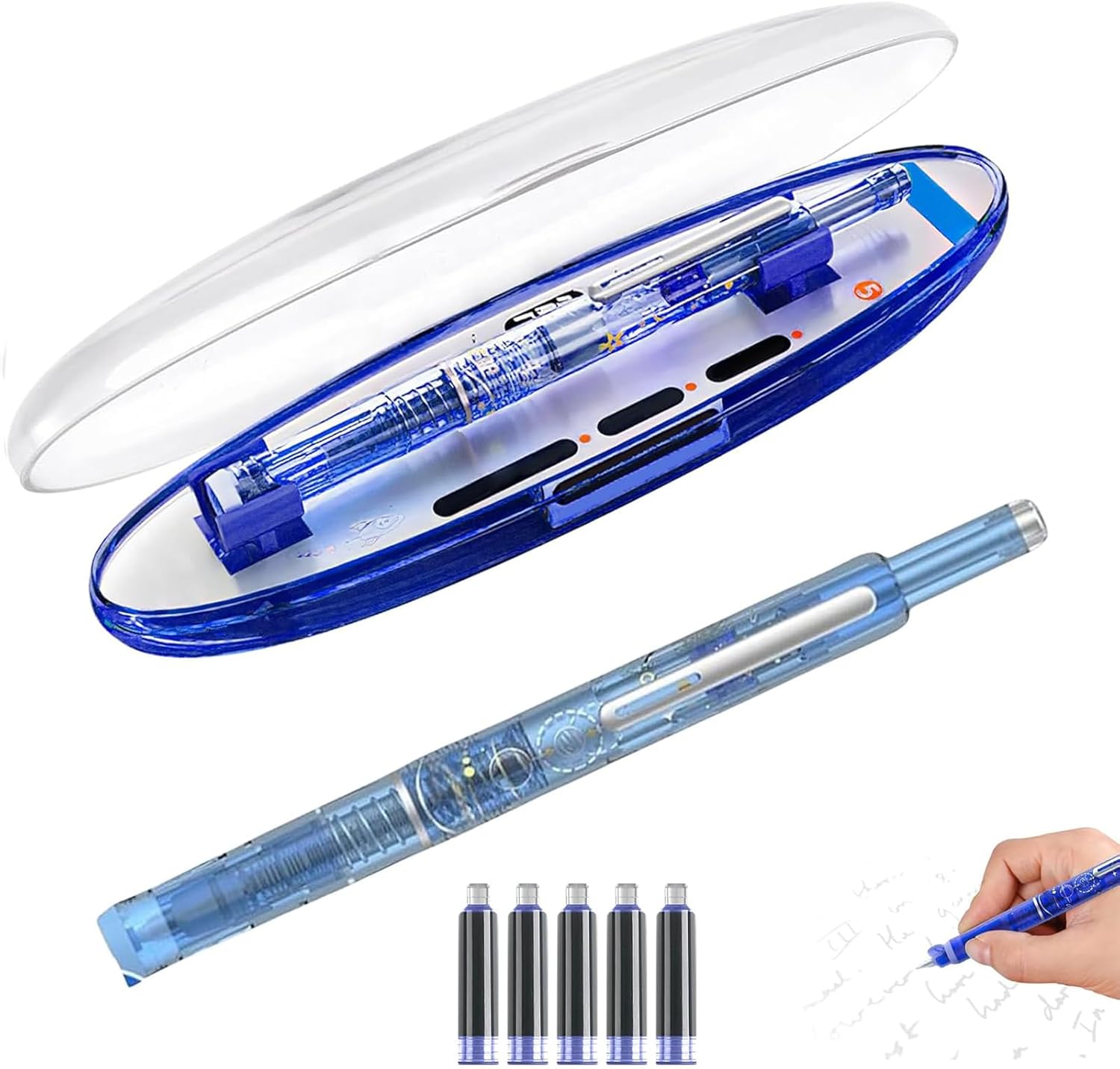 Stylo Plume Rétractable 0,38 mm - Encre Bleu et Noir