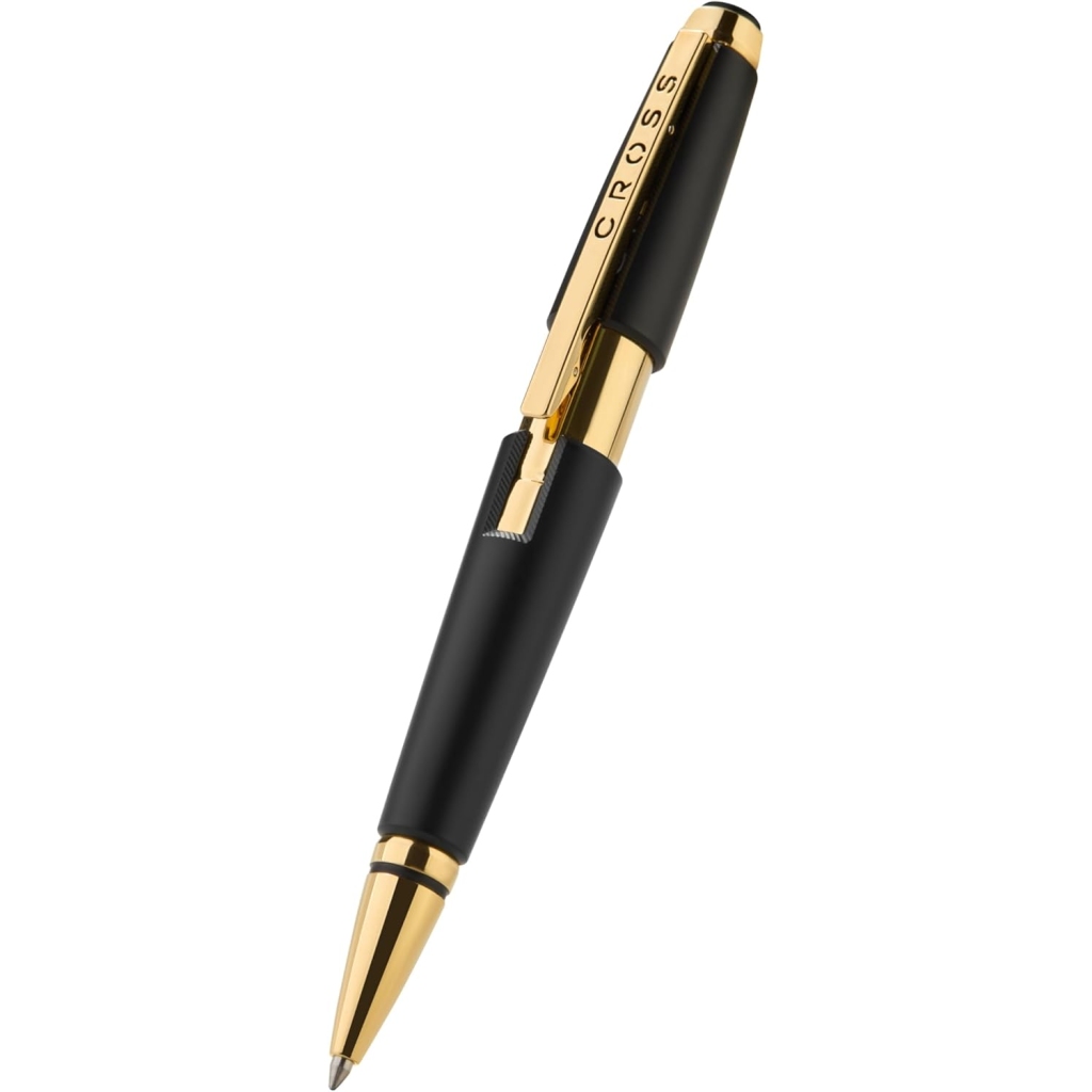 Stylo Roller Edge Noir Mat PVD Doré