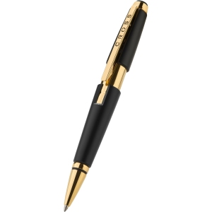 Stylo Roller Edge Noir Mat PVD Doré