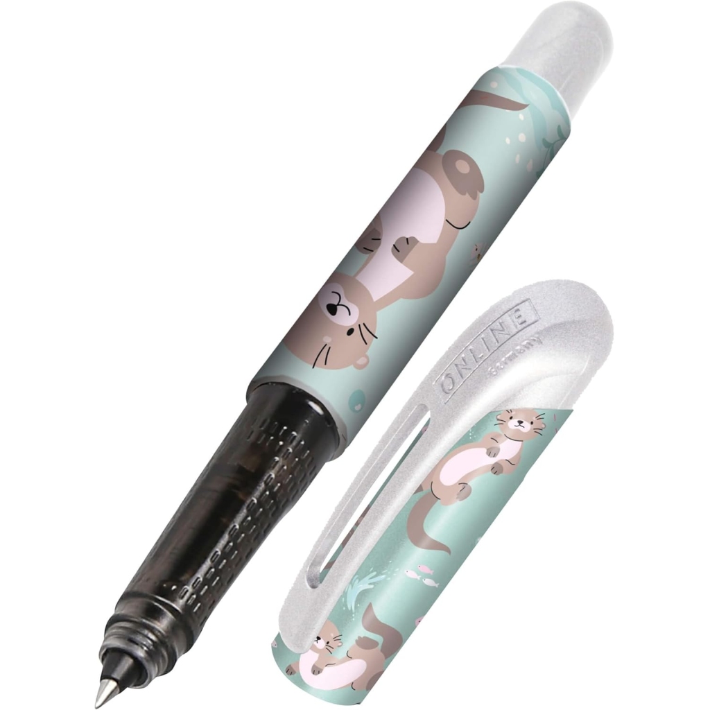 Stylo Roller Ergonomique Loutre Rechargeable Bleu