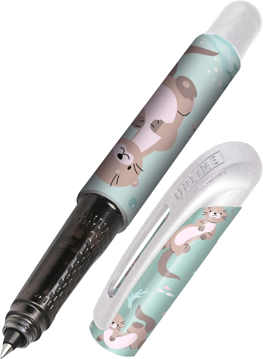 Stylo Roller Ergonomique Loutre - Rechargeable Bleu