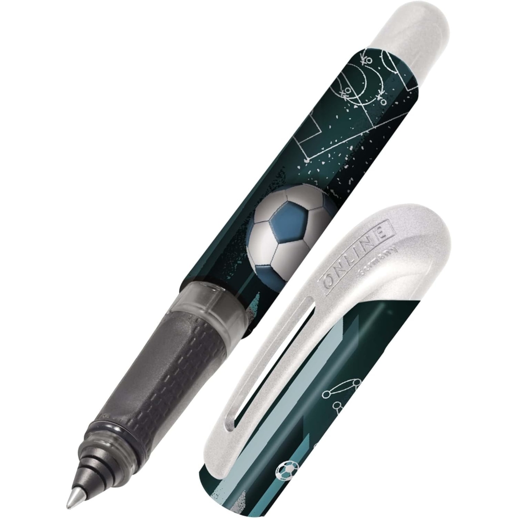 Stylo Roller Football Ergonomique et Rechargeable Bleu