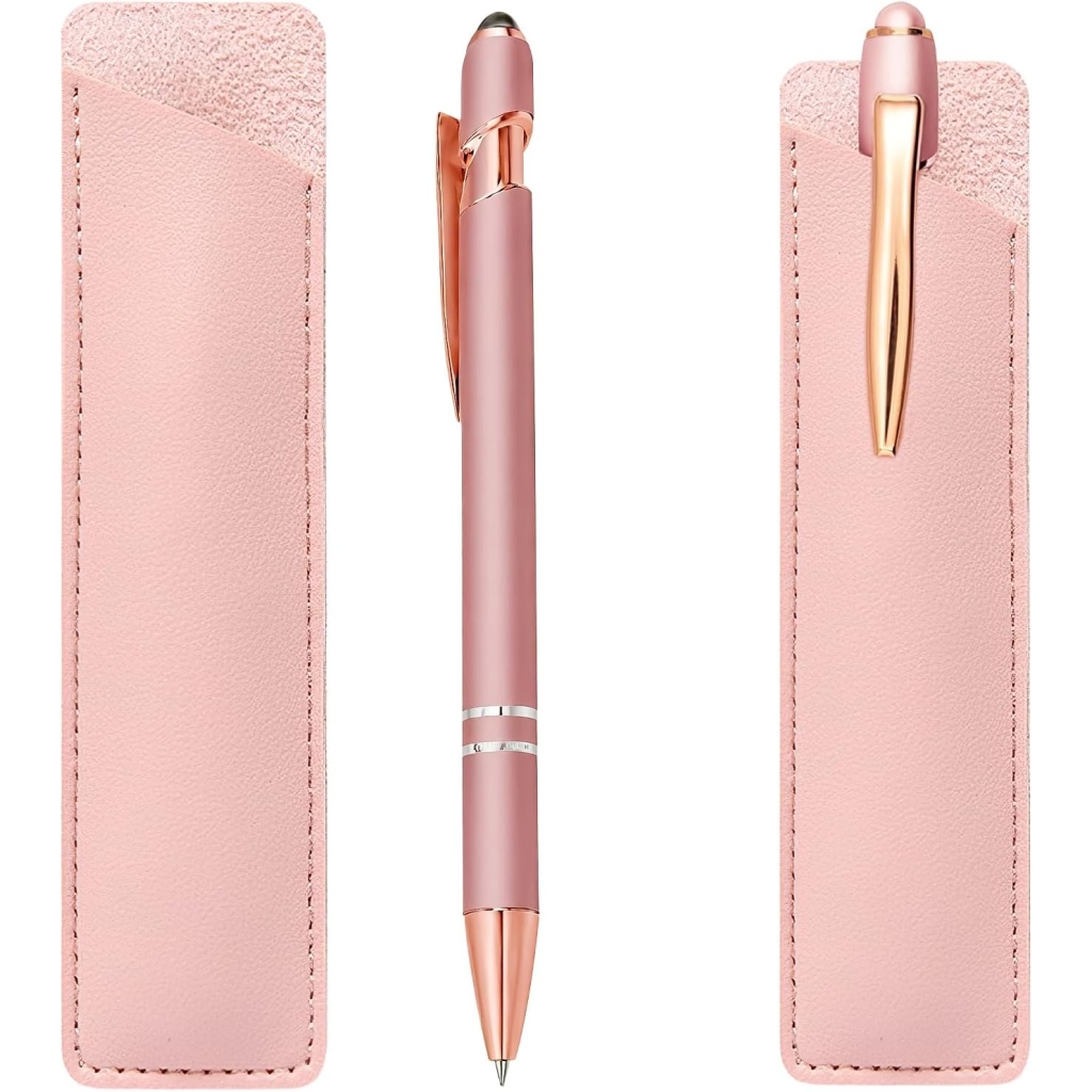 Stylo Rose Personnalisé avec Étui en Cuir