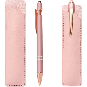 Stylo Rose Personnalisé avec Étui en Cuir