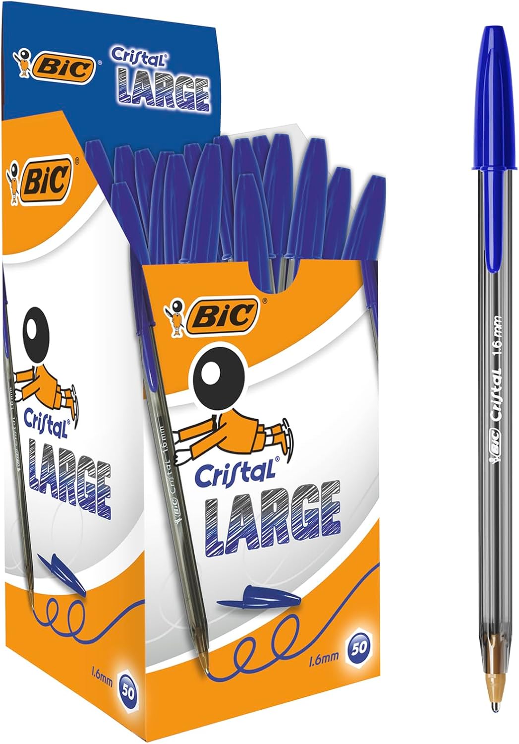 Stylo à bille BIC Cristal Large 1,6 mm Bleu