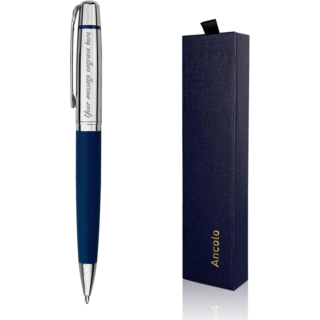 Stylo à bille personnalisé en argent et cuir