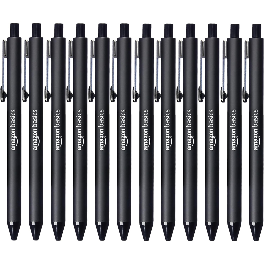 Lot de 12 Stylo Amazon rétractables noirs