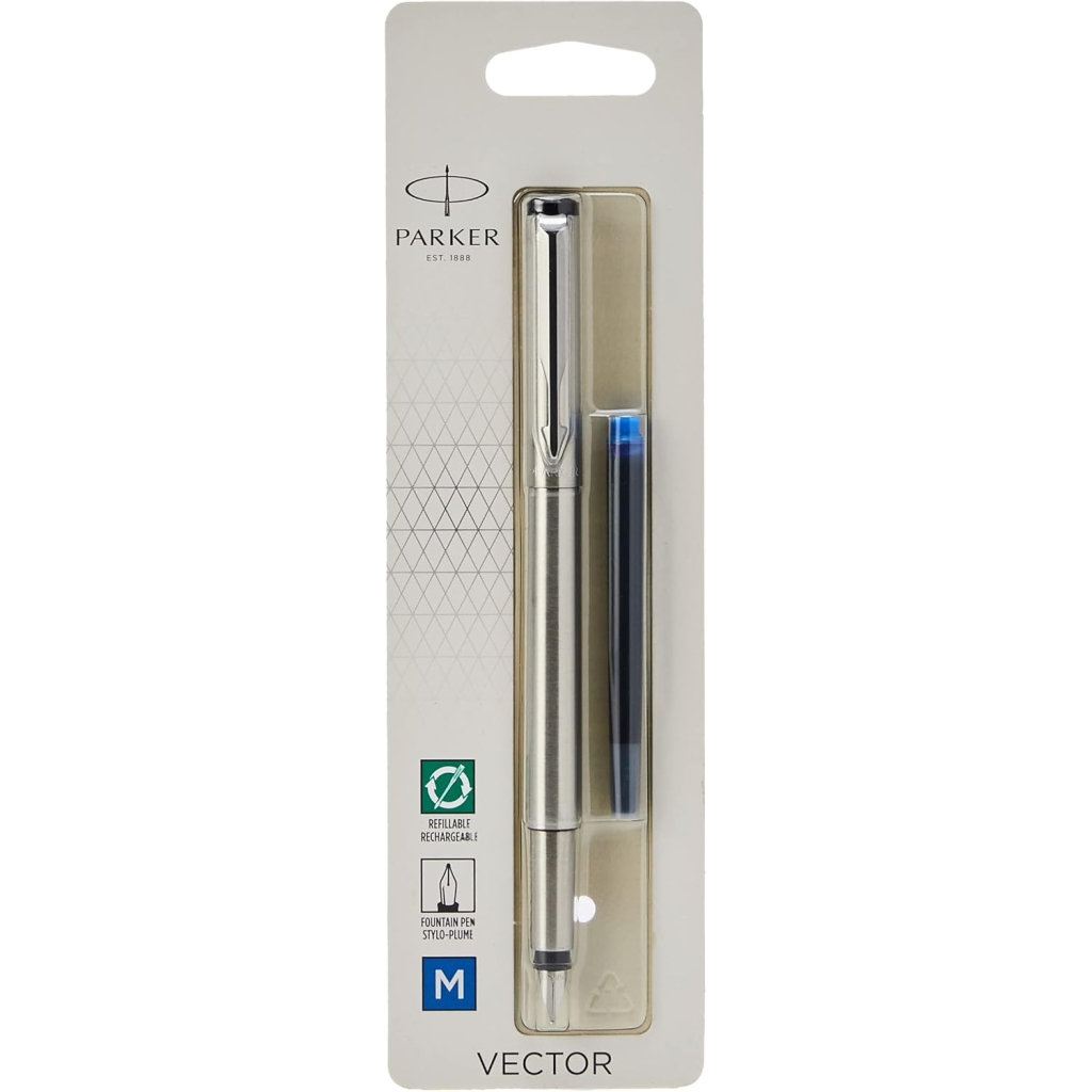 Stylo plume Parker Vector, Acier inoxydable, pointe fine