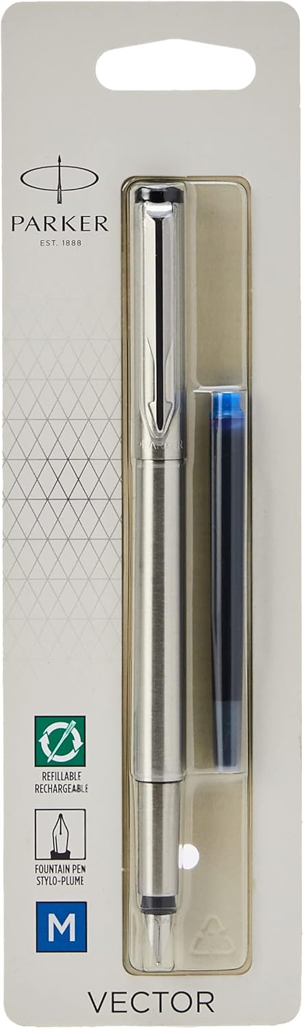 Stylo plume Parker Vector - Acier inoxydable, pointe fine