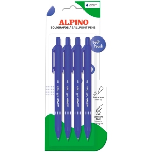 Stylos Alpino Soft Touch - Lot de 4, Encre Bleue