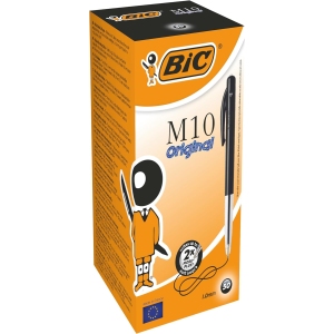 Stylos BIC M10 Rétractables Noir - Boîte de 50