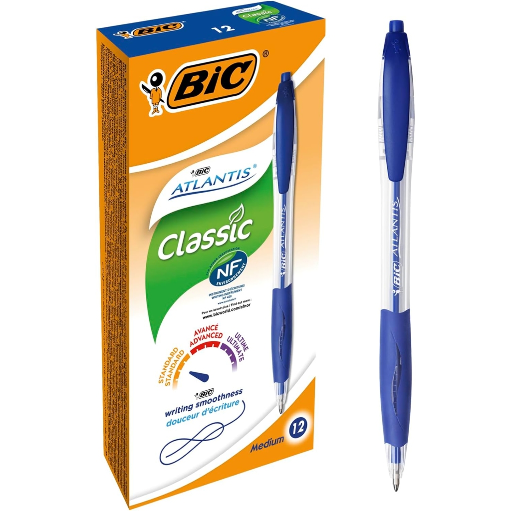 Stylos-Bille BIC Atlantis Classic - Bleu (12)