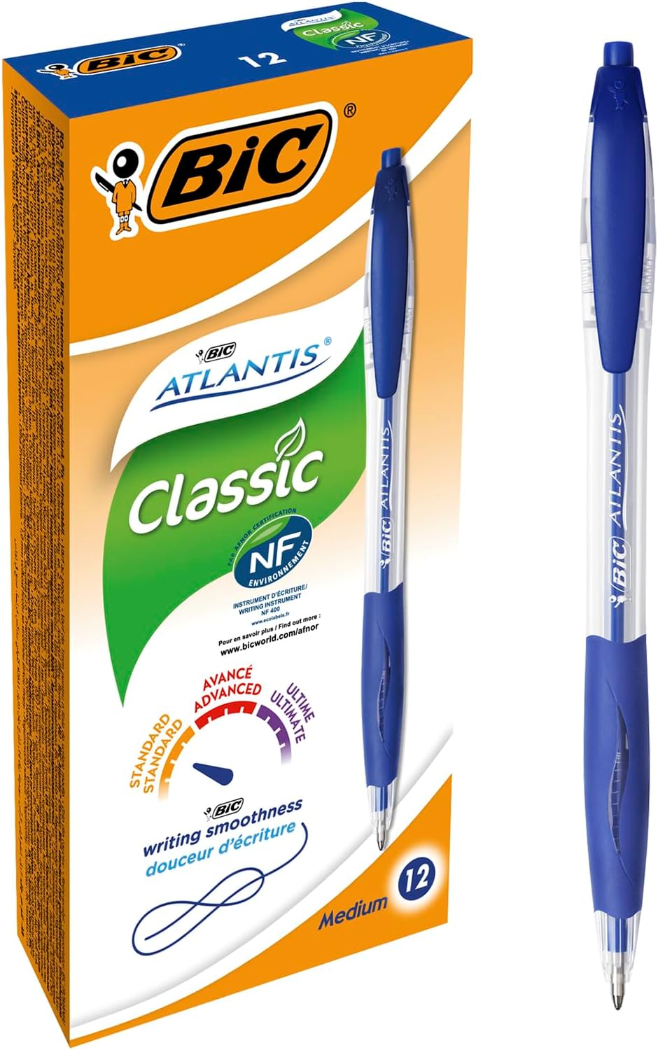Stylos-Bille BIC Atlantis Classic - Bleu (12)
