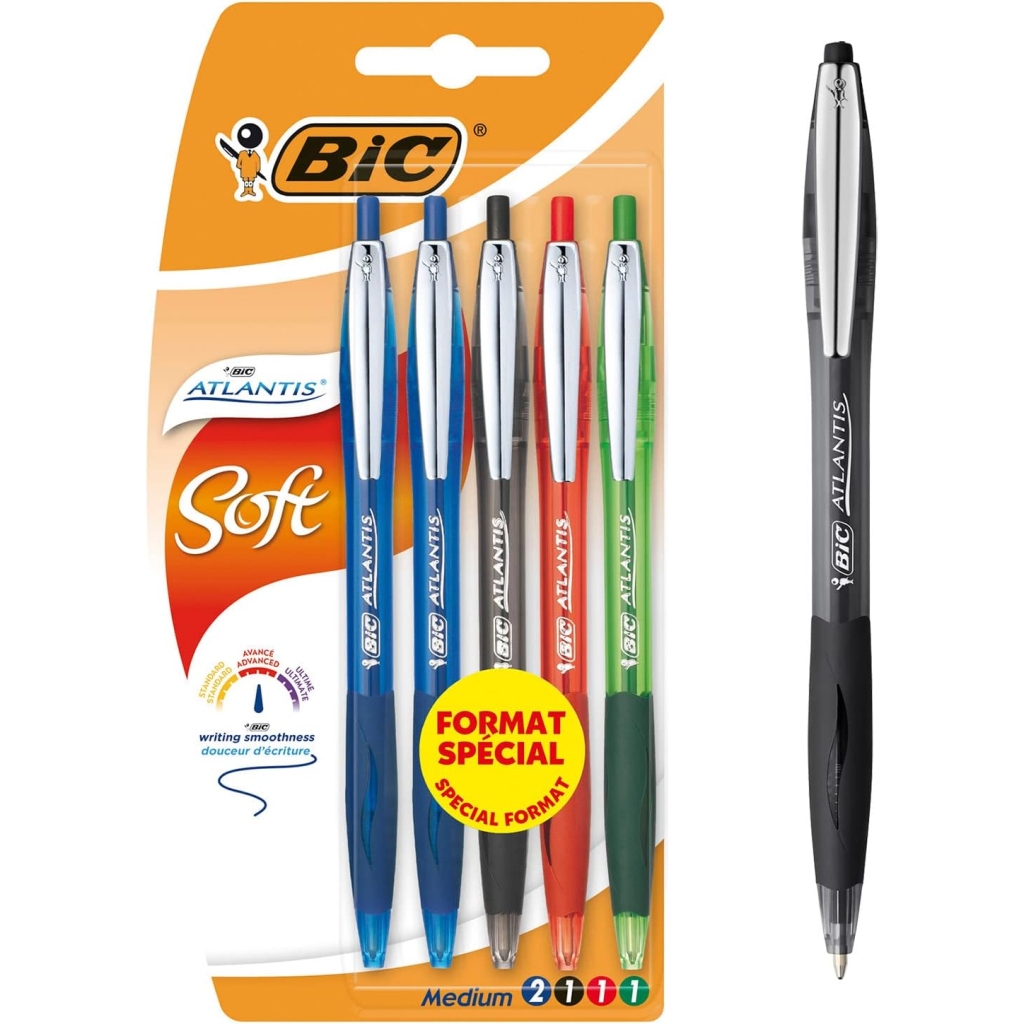 Stylos Bille BIC Atlantis Soft 5 Couleurs