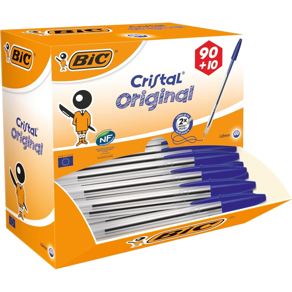 Stylo Bille BIC Cristal Original, Boîte de 100 Bleu