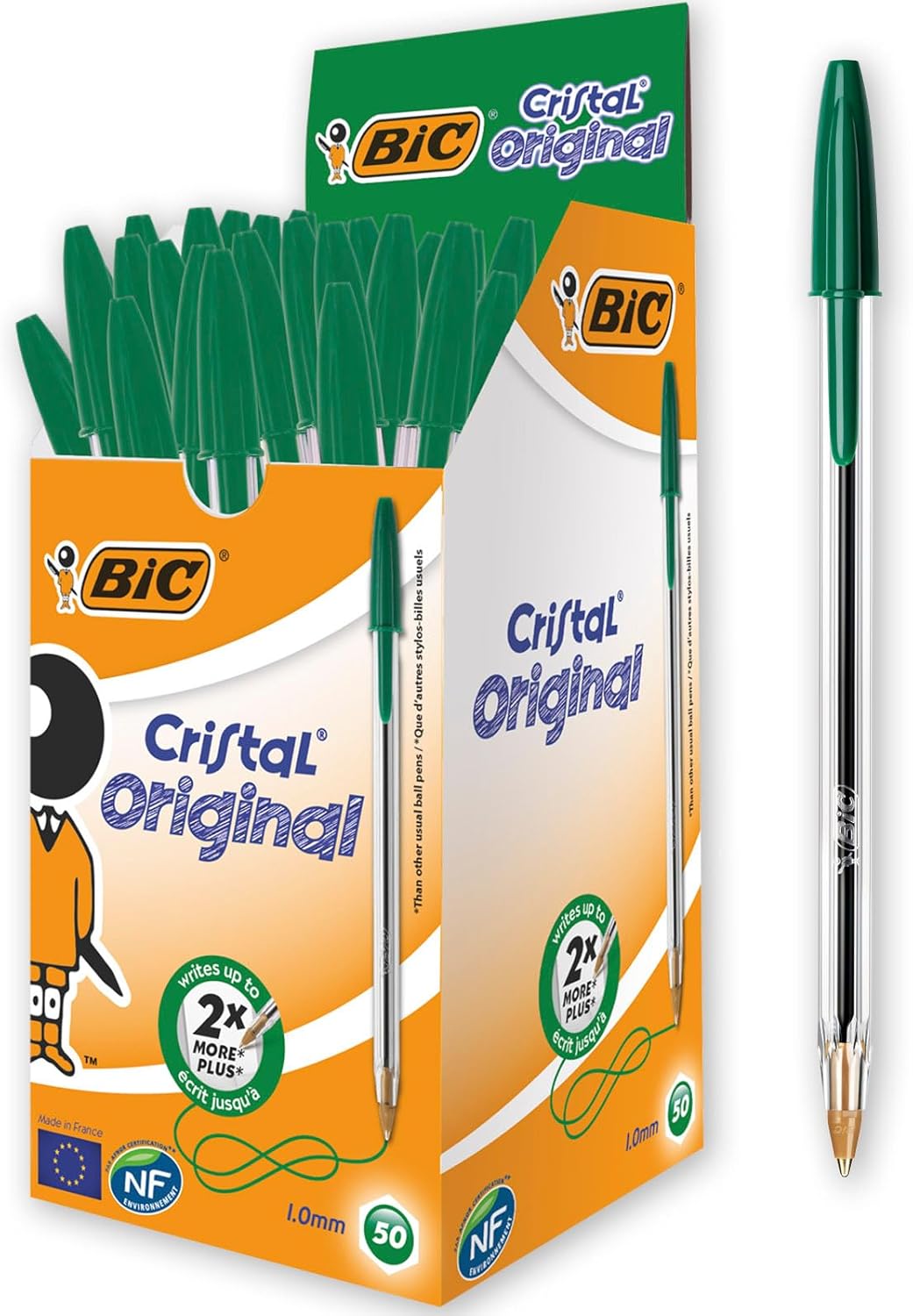 Stylos-Bille BIC Cristal Original Vert - Boîte de 50