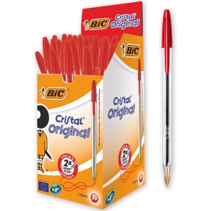 Stylos Bille BIC Cristal Rouge - Boîte de 50