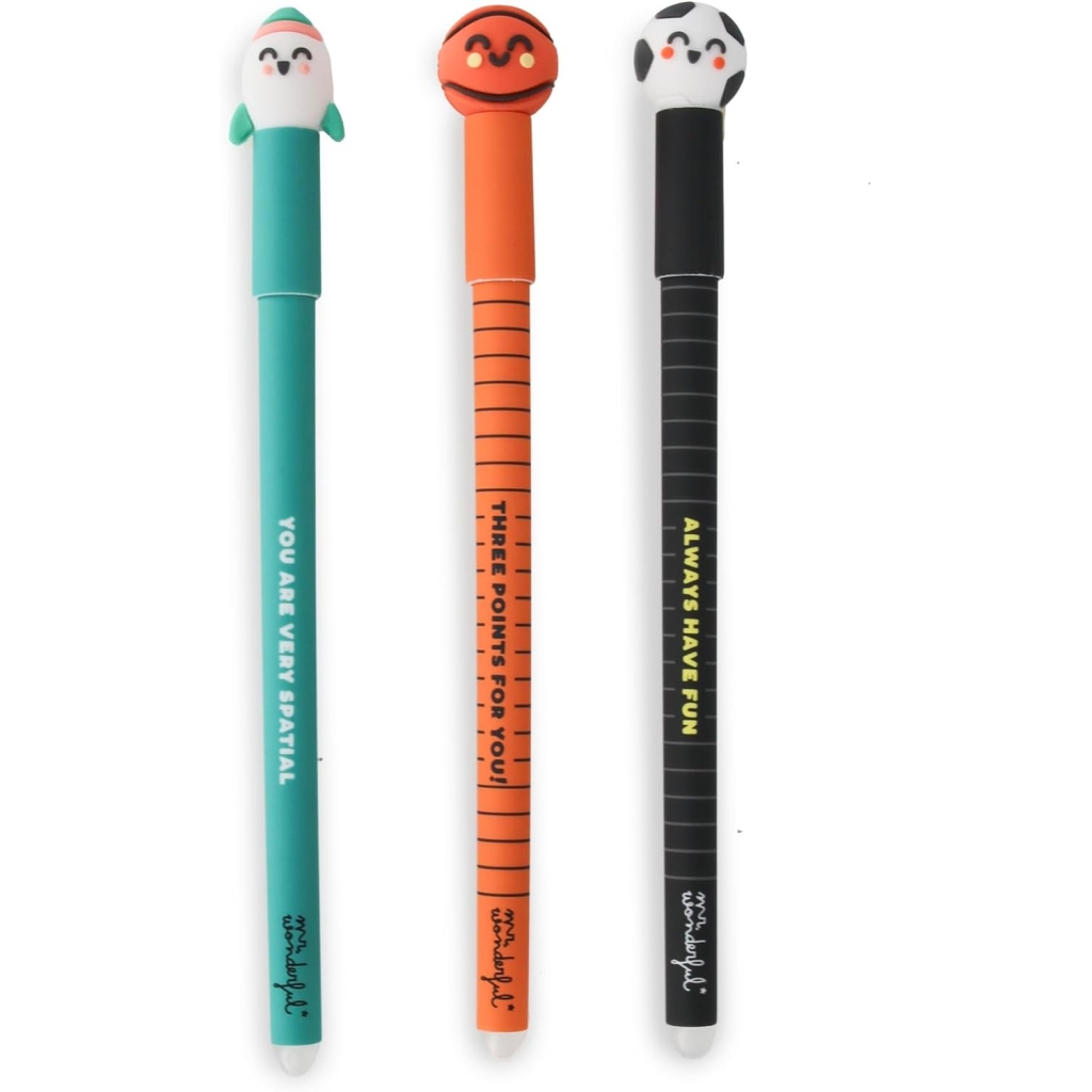 Lot de 3 Stylos Effaçables Bo-Bo : Foot, Basket et Fusée