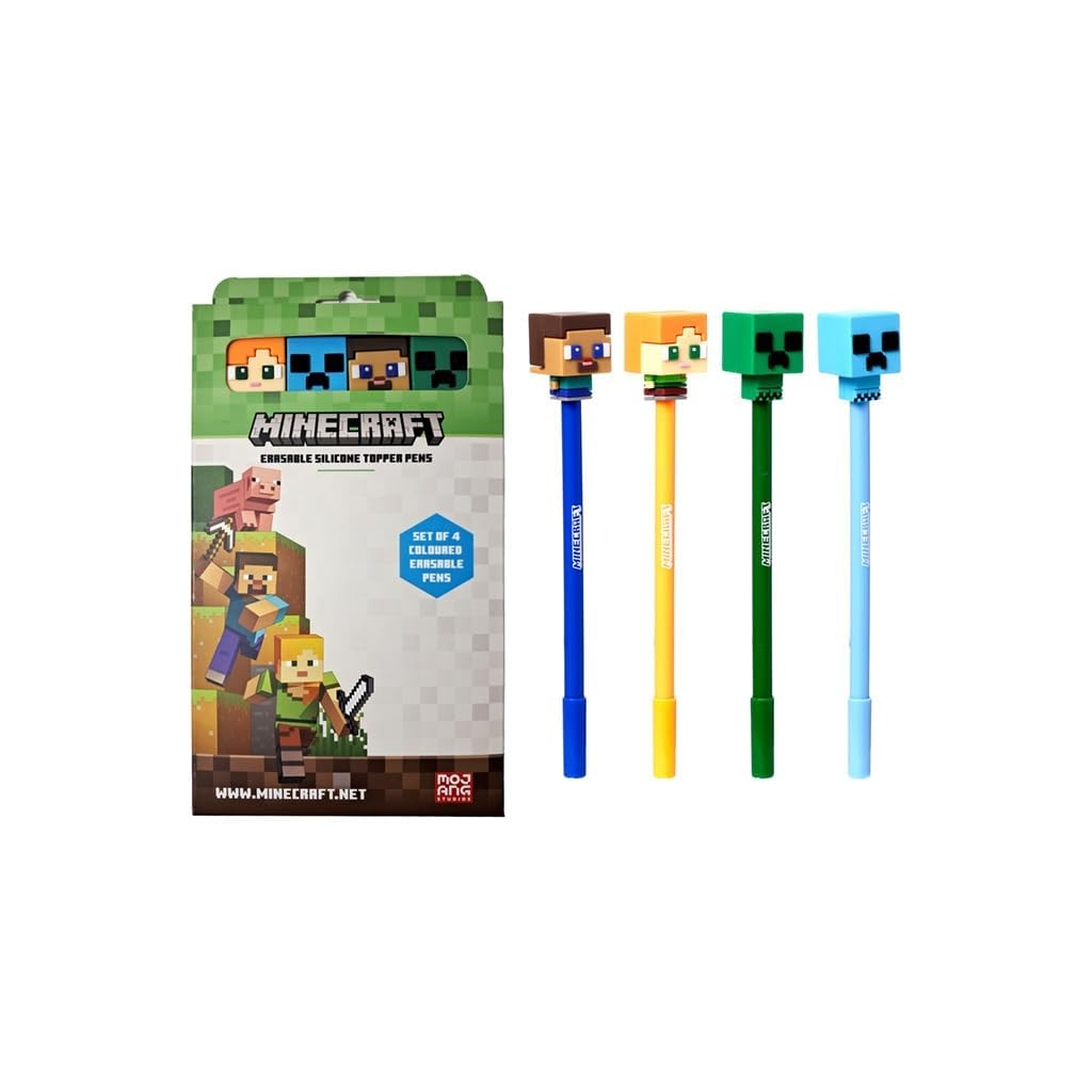 Lot de 4 Stylos Minecraft Effaçables