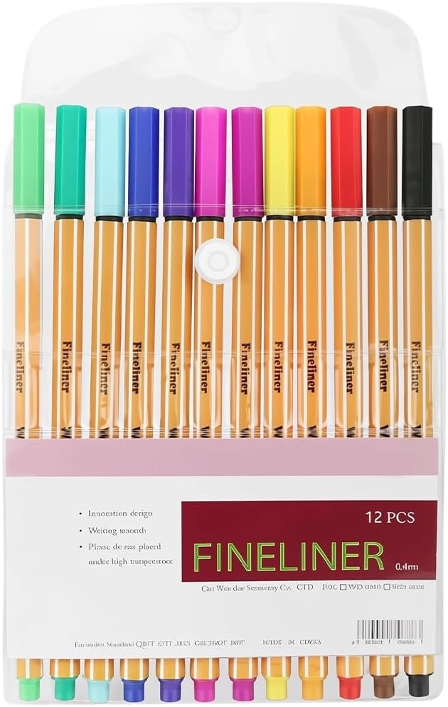 Stylos Feutres Pointe Fine - 12 Couleurs Intenses