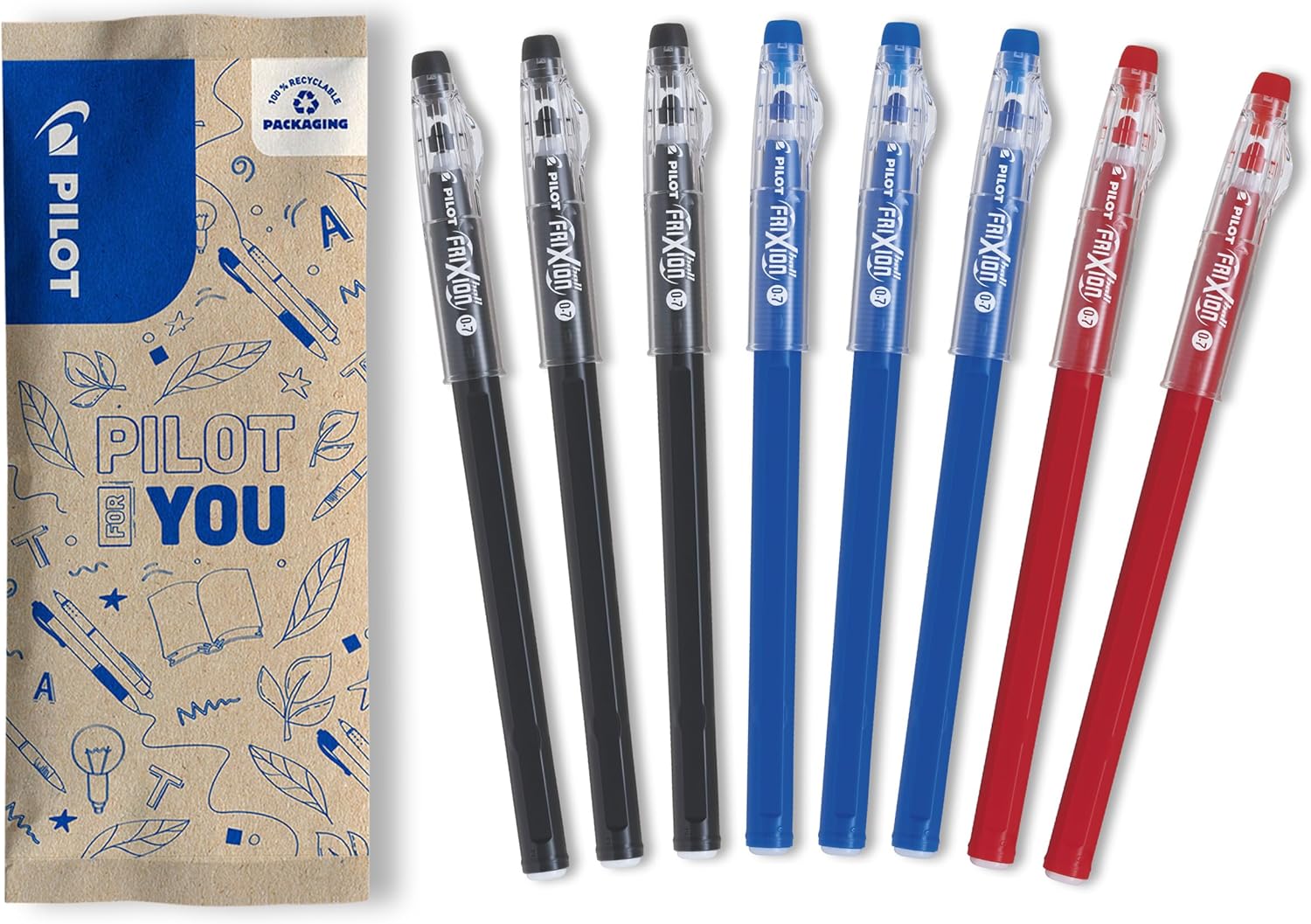 Stylos FriXion Ball Stick - 8 pièces Effaçables