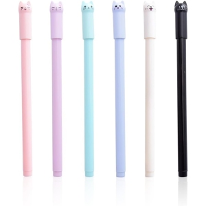 Stylos Gel Chats - Lot de 6 Colorés pour Filles