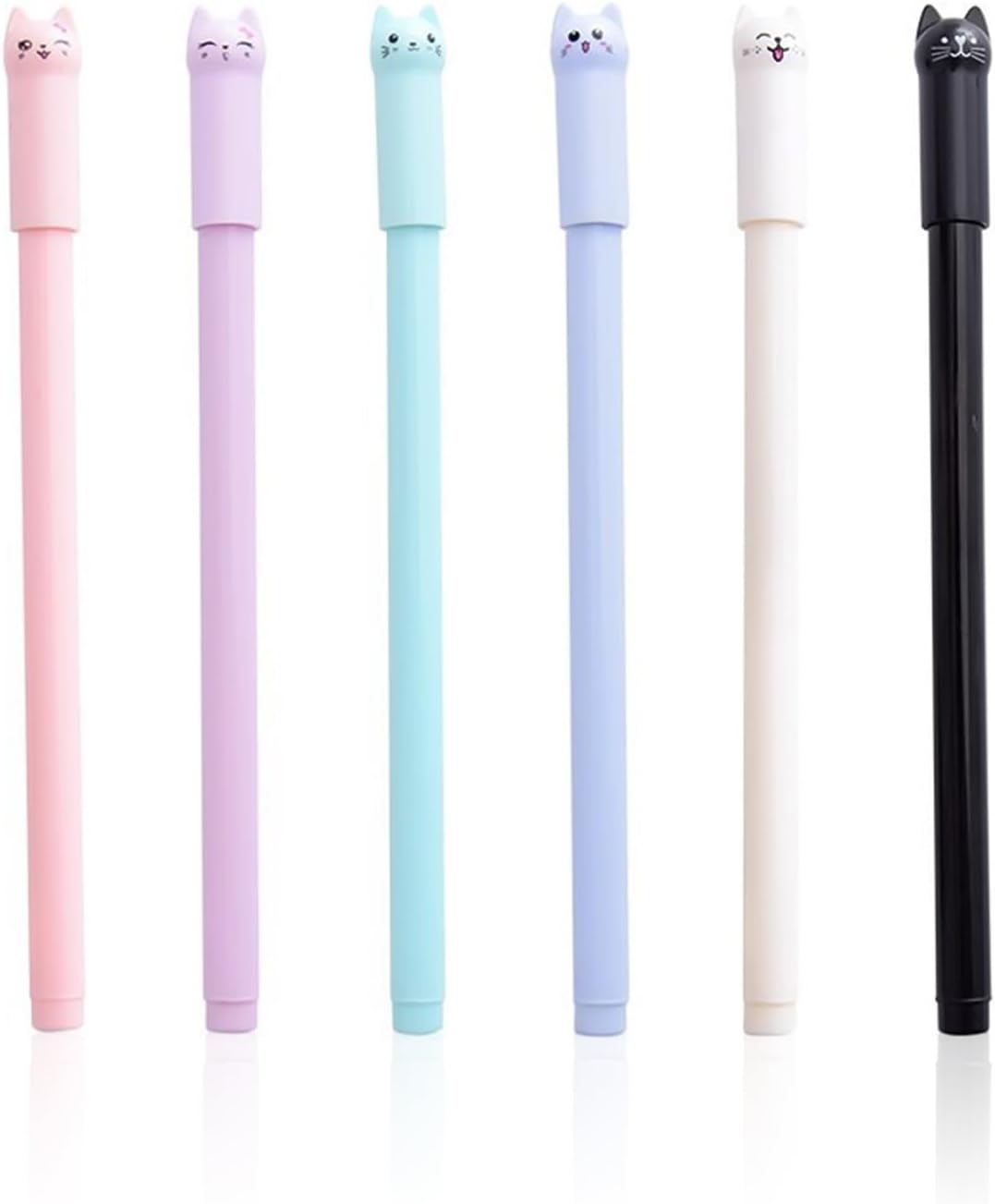 Stylos Gel Chats - Lot de 6 Colorés pour Filles