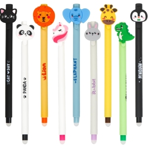 Stylos Gel Effaçables Animaux 0.6mm – 9 Couleurs