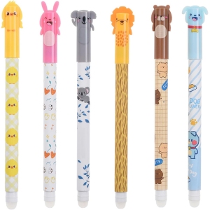 Stylos Gel Effaçables Animaux - 6 Pièces 0.5 mm
