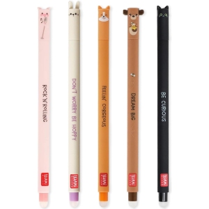 Stylos Gel Effaçables : Animaux Adorables - Lot de 5