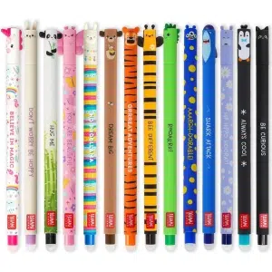 Stylos Gel Effaçables Animaux - Lot de 14