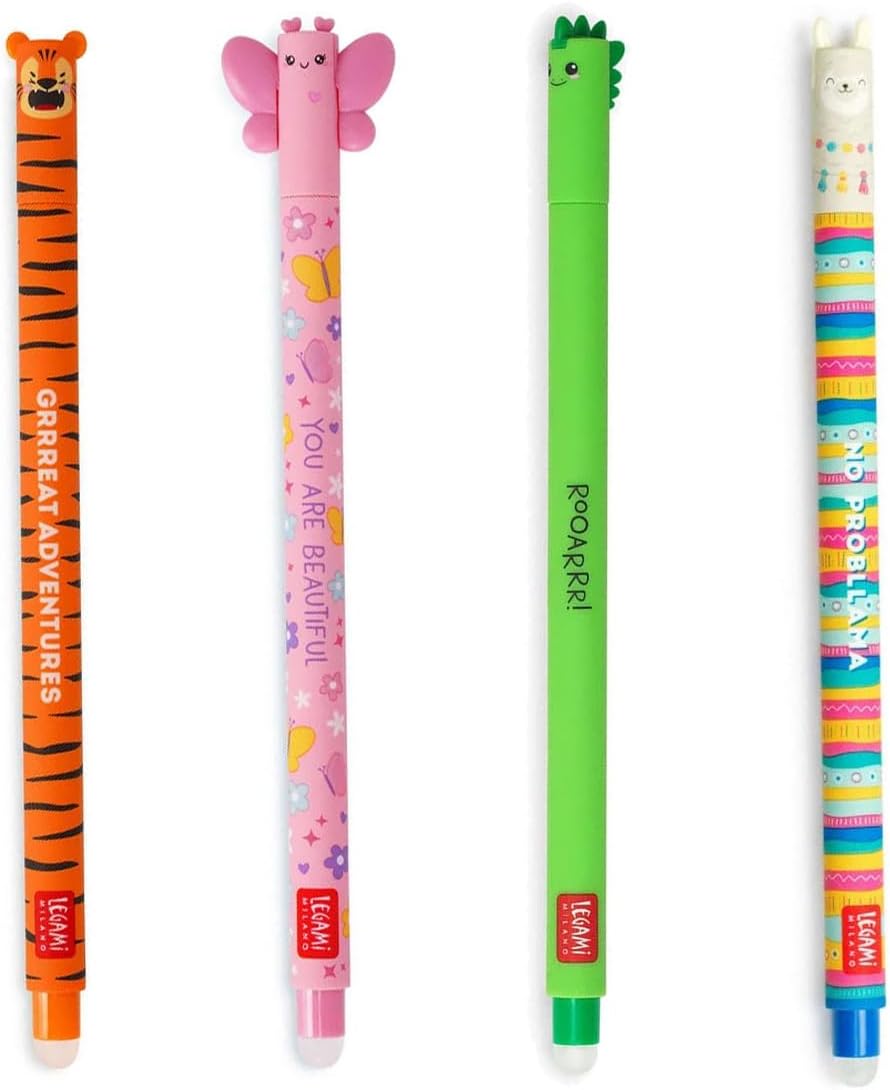 Stylos Gel Effaçables Dinosaure & Animaux - Lot de 4