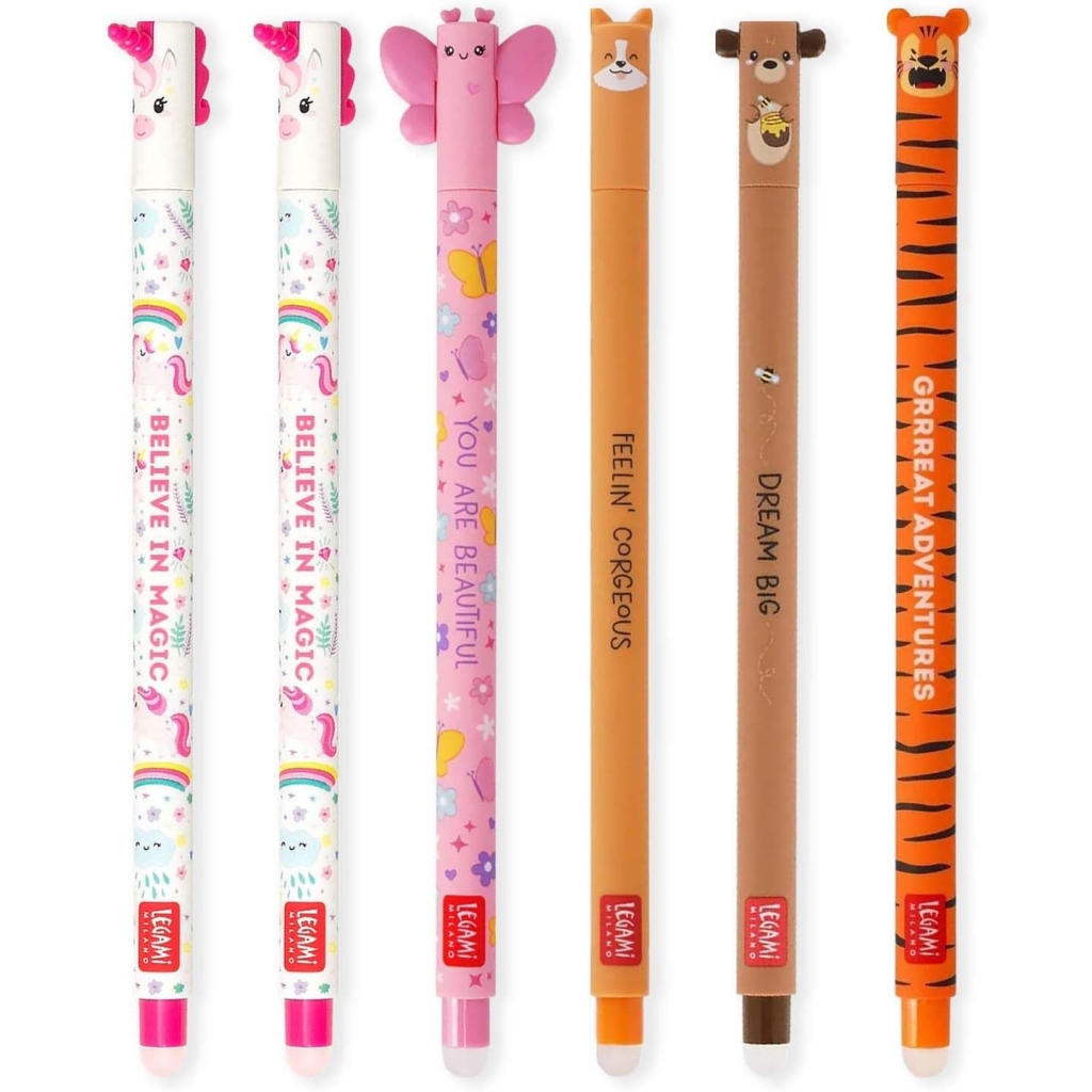 Stylos Gel Effaçables Licorne & Amis - Lot de 6