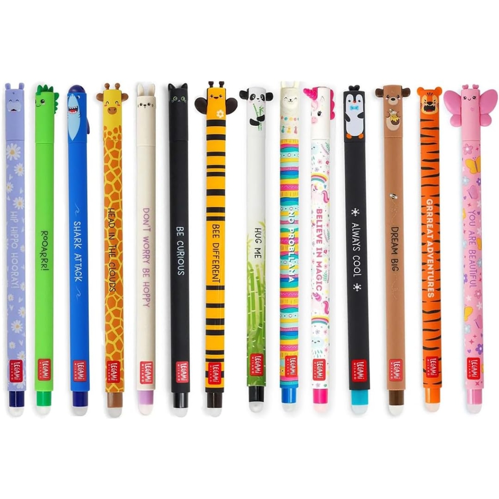 Stylos Gel Effaçables - Lot de 14 Couleurs Animaux