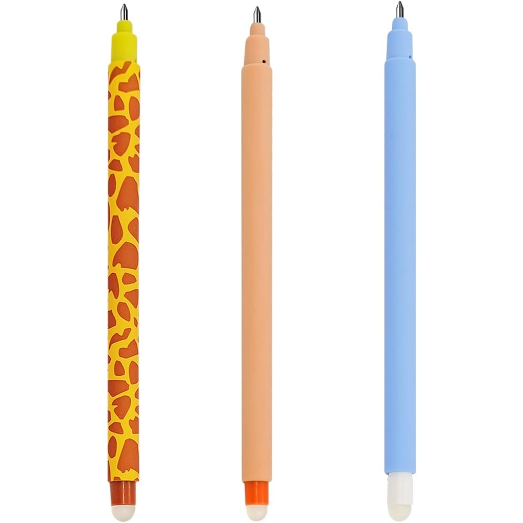 Stylos Gel Effaçables Lot de 3 - Animaux