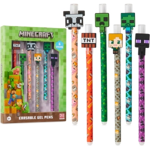 Stylos Gel Effaçables Minecraft - Pack de 6 Colorés