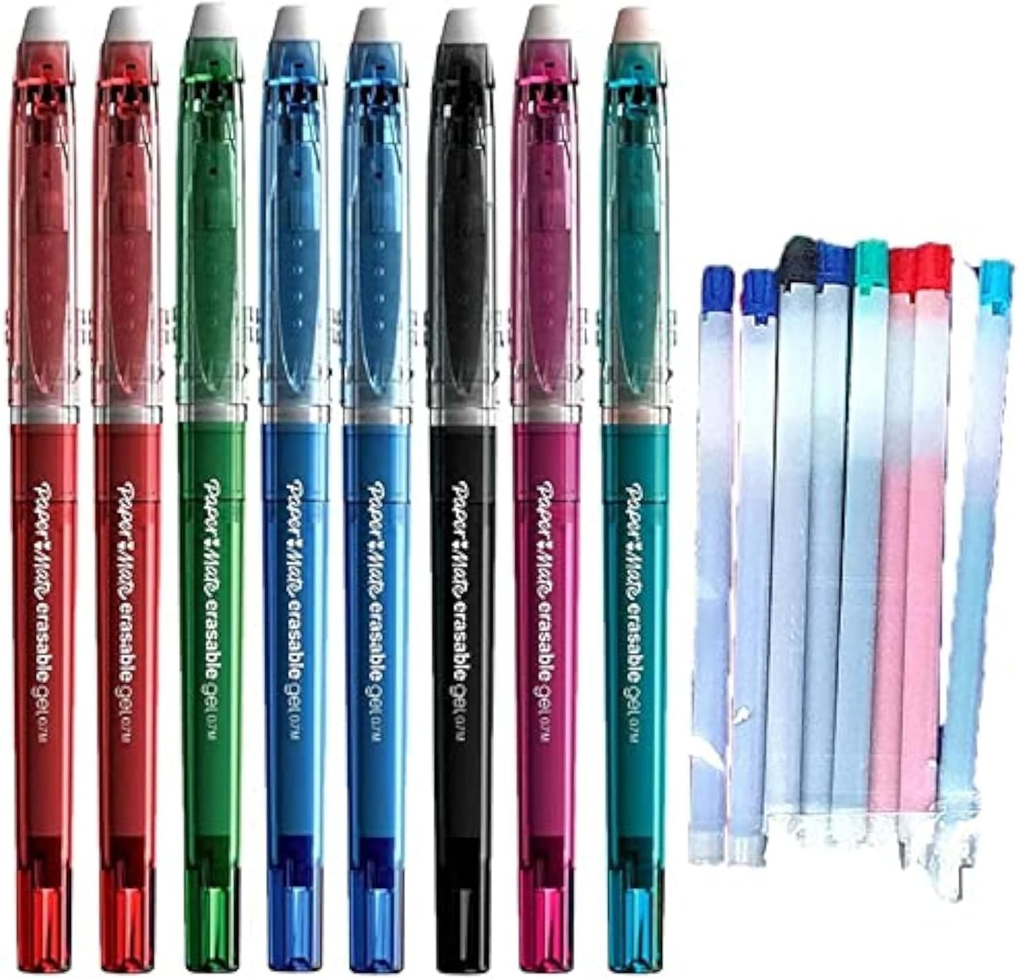 Stylos Gel Effaçables Papermate - Lot de 8 + Recharges