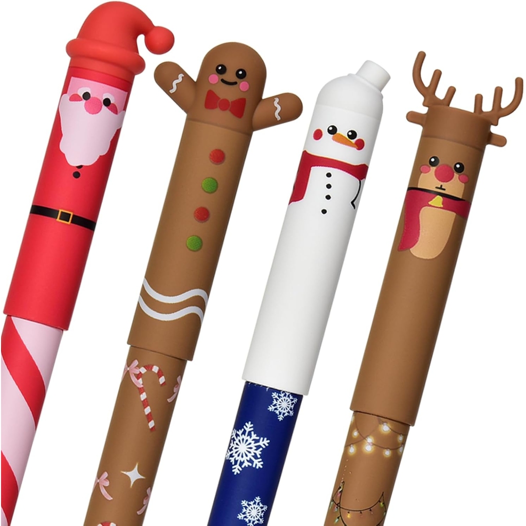 Stylos Gel Effaçables de Noël - 4 Pièces