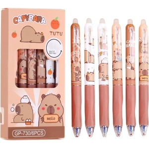 Stylos Gel Kawaii Capybara – Lot de 6