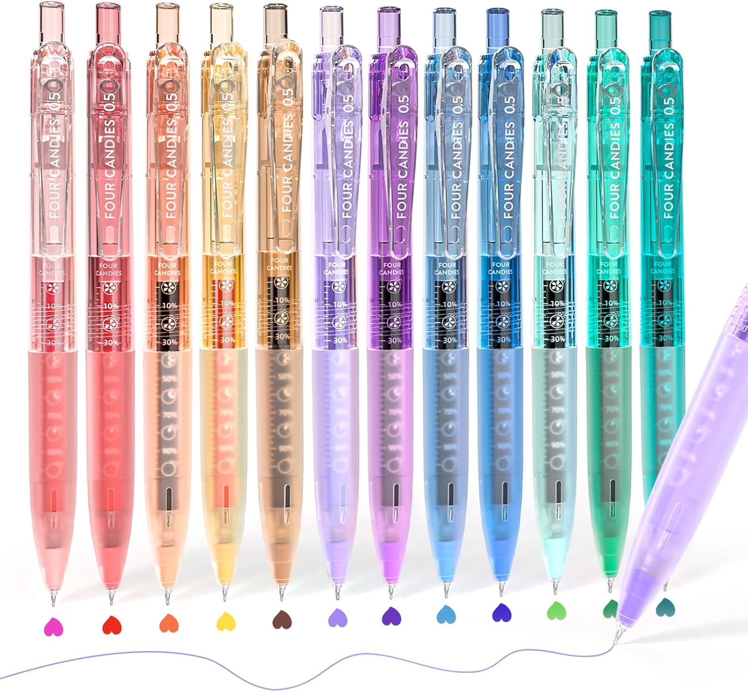 Stylos Gel Multicolores Rétractables - Lot de 12