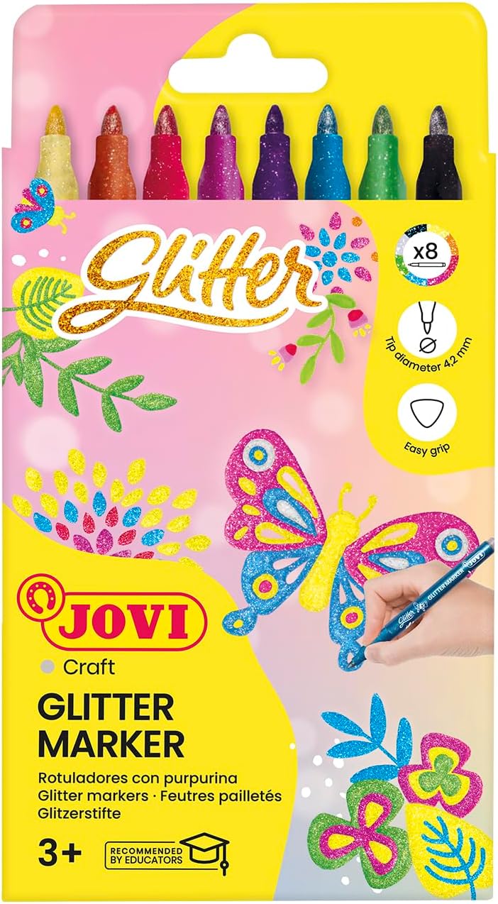 Stylos Glitter Jovi - Boîte de 8 Couleurs Pailletées