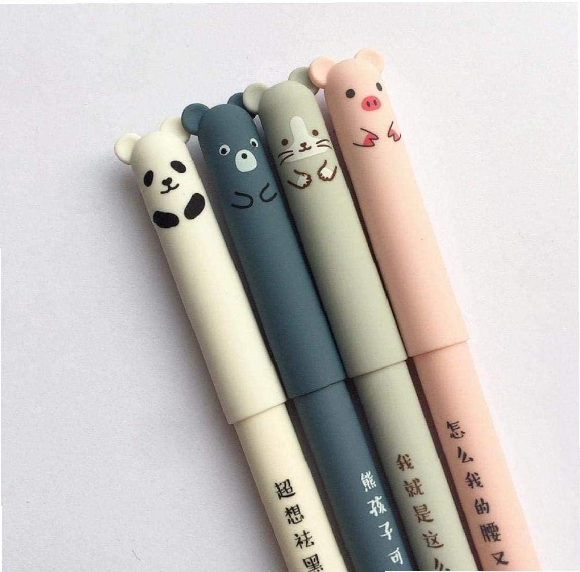 Stylos Kawaii Animaux Effaçables - 4 pièces