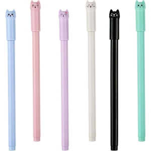 Stylos Kawaii Chats Teaaha - 6 pièces, 0,5 mm