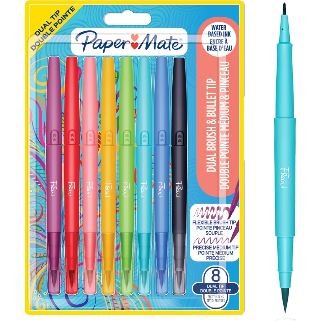 Stylos Paper Mate Flair DUAL - Lot de 8 Couleurs