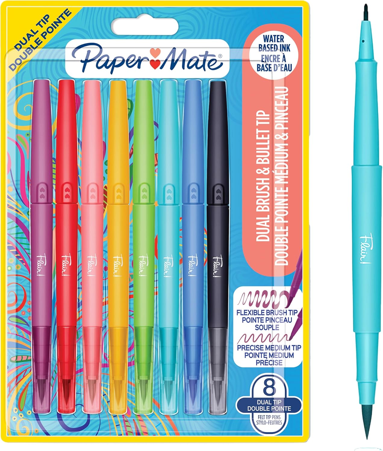 Stylos Paper Mate Flair DUAL - Lot de 8 Couleurs