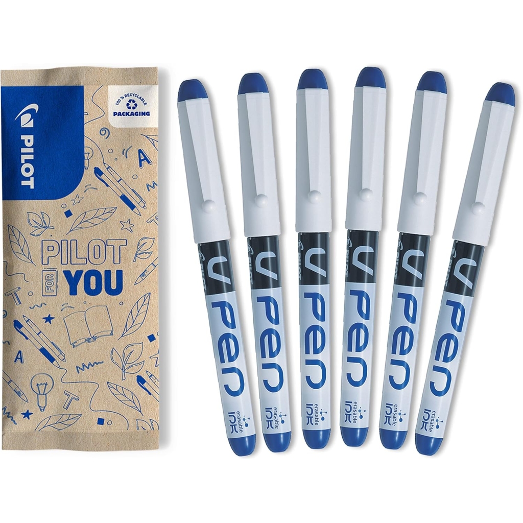 Stylos Plume V-Pen Effaçables - 6 Bleus
