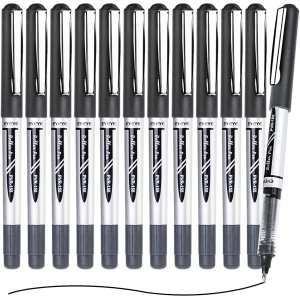 Stylos Roller Lot de 12 - Écriture Lisse Noir