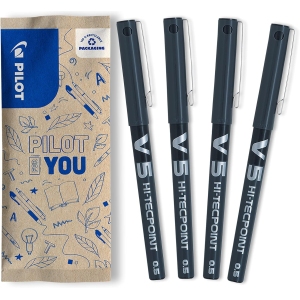 Stylos Roller Pilot V5 - Lot de 4 Noir
